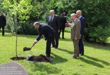 The President of Poland Bronisław Komorowski plants the oak of freedom